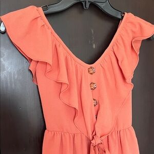 Bonnie Jean Coral Ruffle Bodysuit